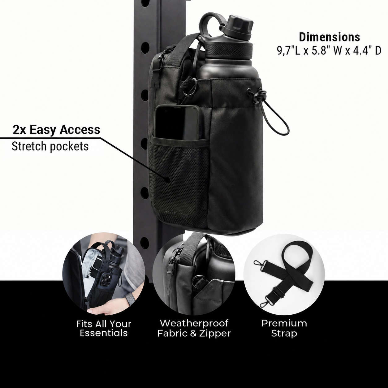 Magnetic Gym Bag With Bottle Holder
